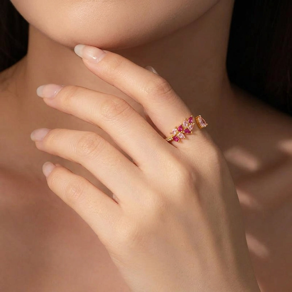 18K Gold Plated 925 Sterling Silver Open Ring - Ivy