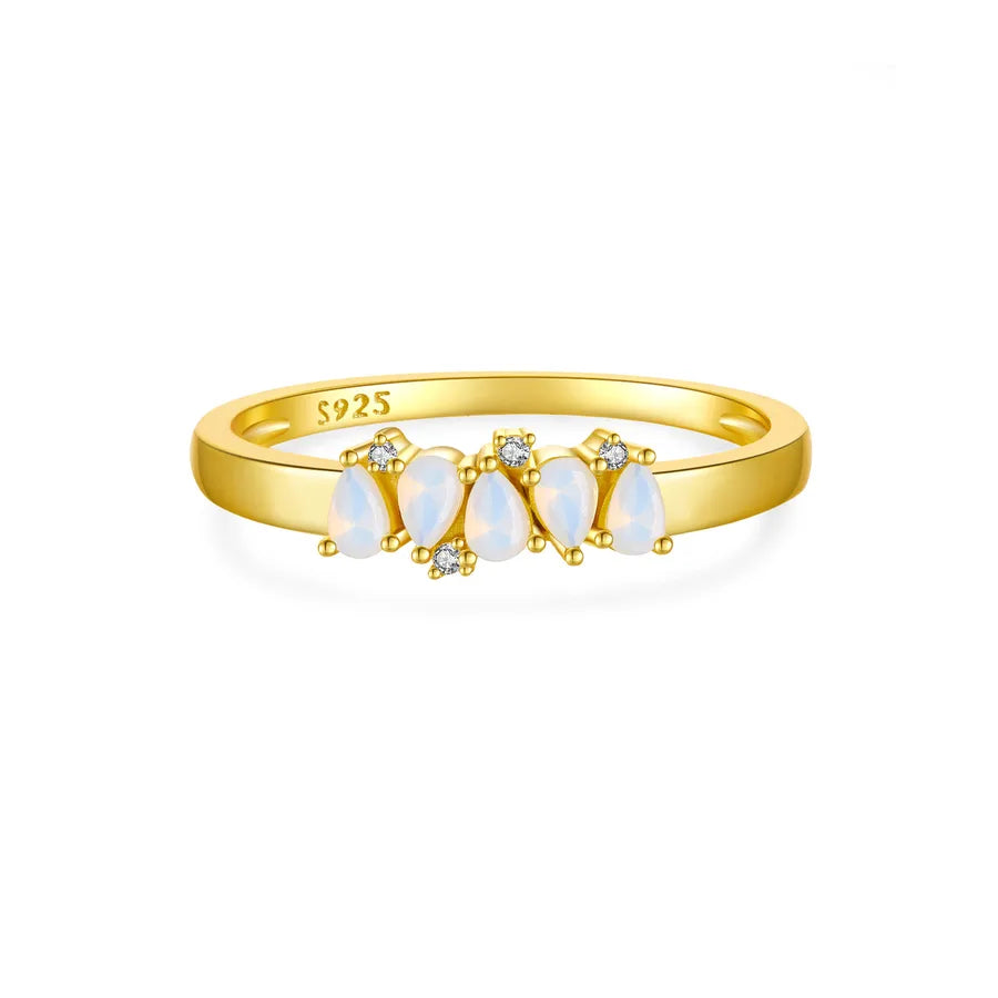 18K Gold Plated 925 Sterling Silver Pear-cut Cluster Ring - Kelly