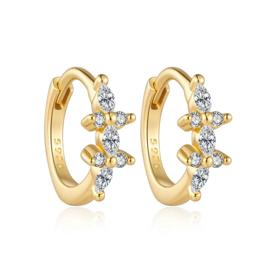 18K Gold Plated 925 Sterling Floral Cluster Huggies - Kelsey