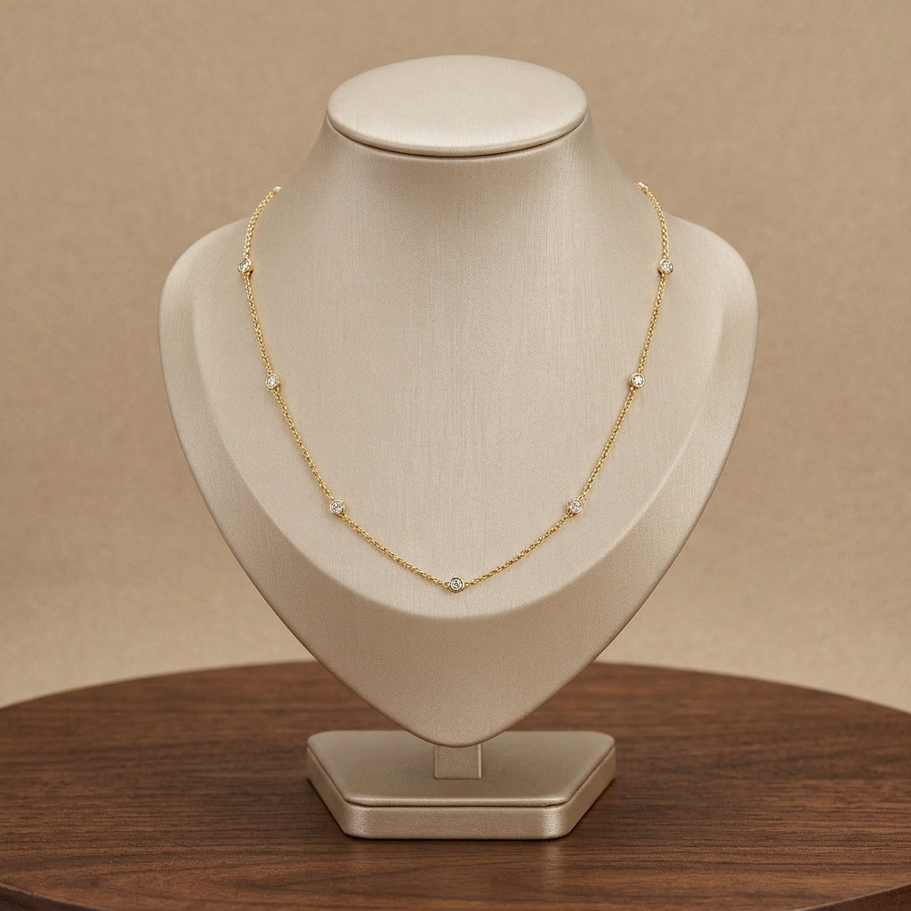 18K Gold Plated 925 Sterling Silver Station Necklace - Leah