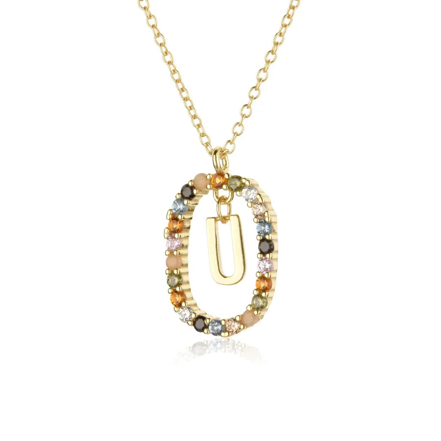 18K Gold Plated 925 Sterling Silver Initial Pendant Necklace - Lilah