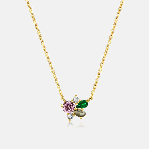 18K Gold Plated 925 Sterling Cluster Necklace - Liz