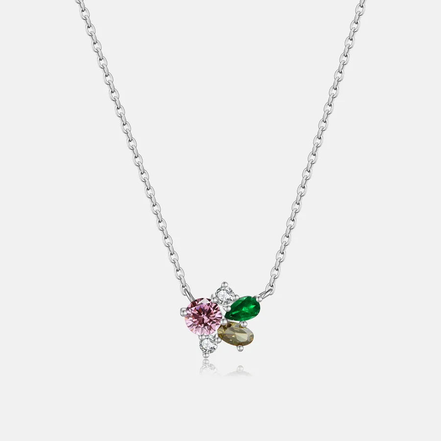 18K Gold Plated 925 Sterling Cluster Necklace - Liz