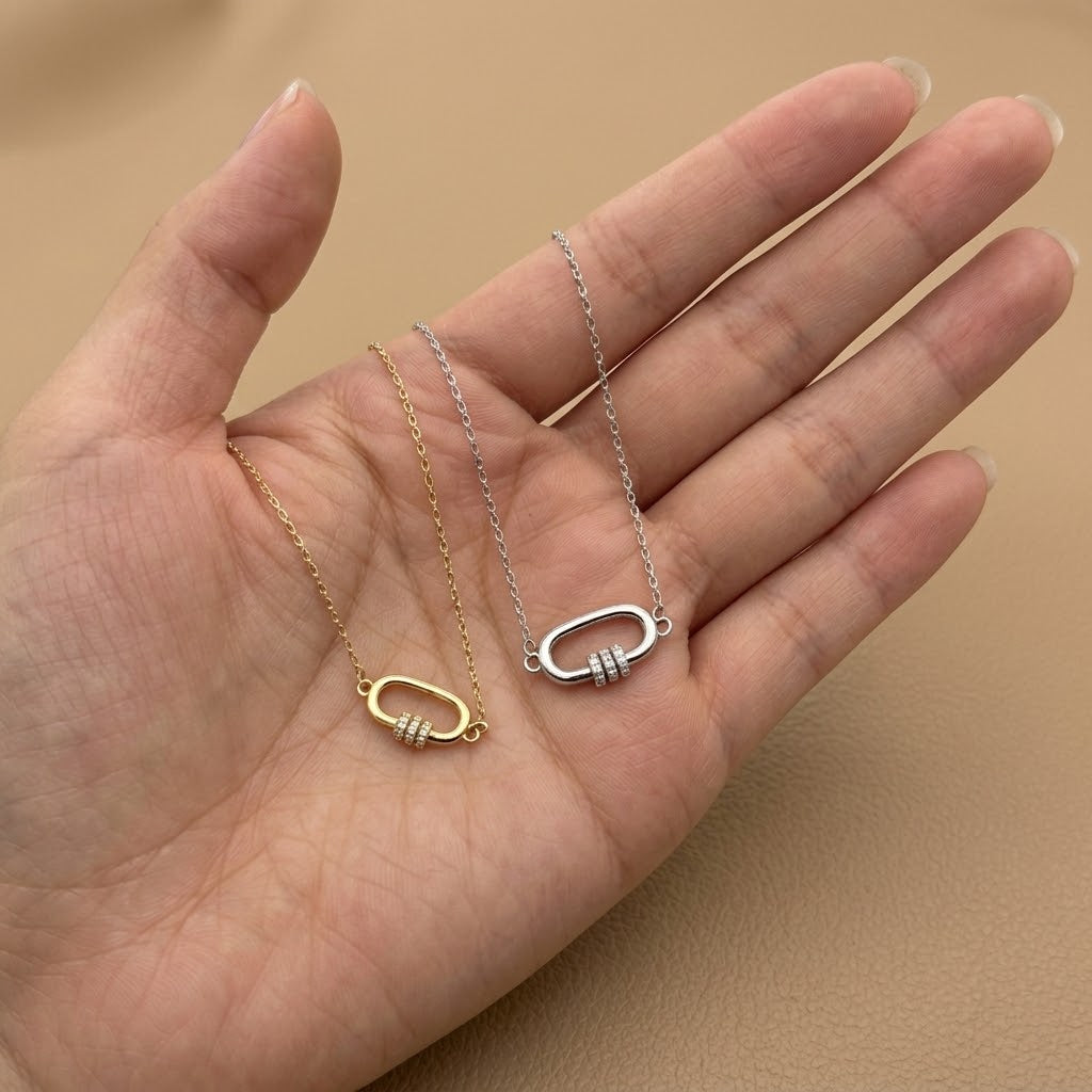 18K Gold Plated 925 Sterling Silver Lock Necklace - Isla