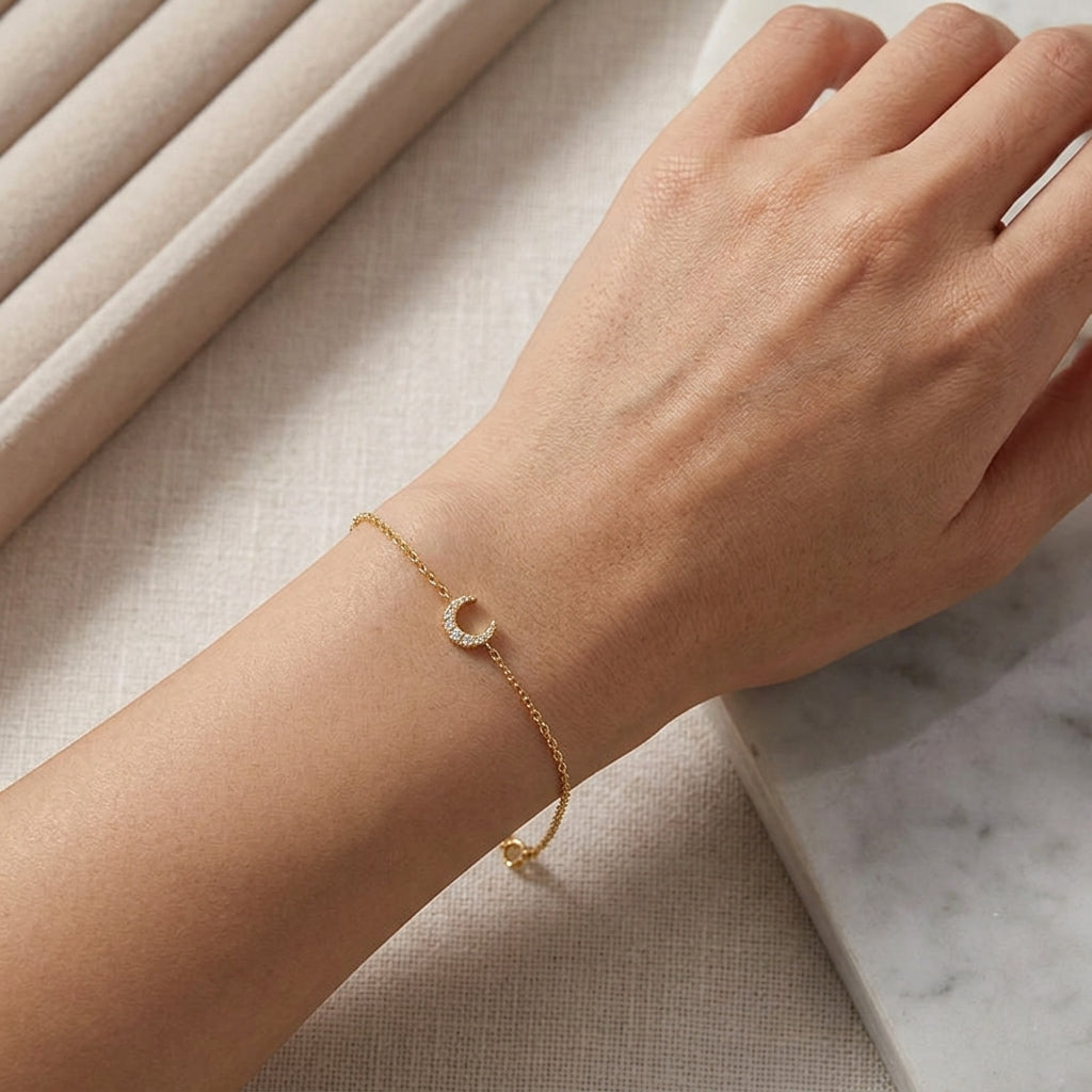 18K Gold Plated 925 Sterling Silver Moon Bracelet - Luna