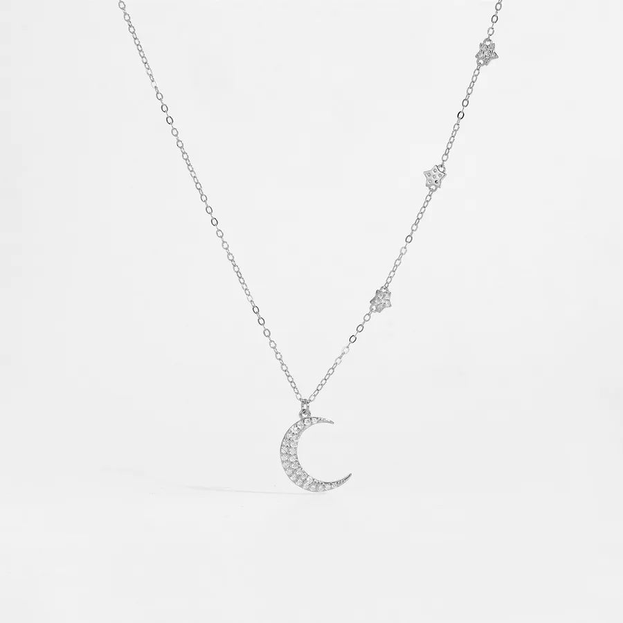 18K Gold Plated 925 Sterling Silver Moon Pendant Necklace - Luna