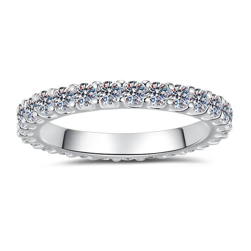 18K Gold Plated 925 Sterling Silver Eternity Band Moissanite Ring - Melinda