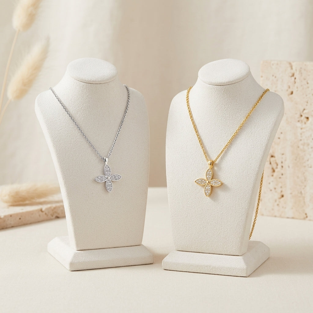 18K Gold Plated 925 Sterling Silver Petal Pendant Necklace - Melody