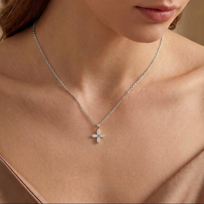 18K Gold Plated 925 Sterling Silver Petal Pendant Necklace - Melody
