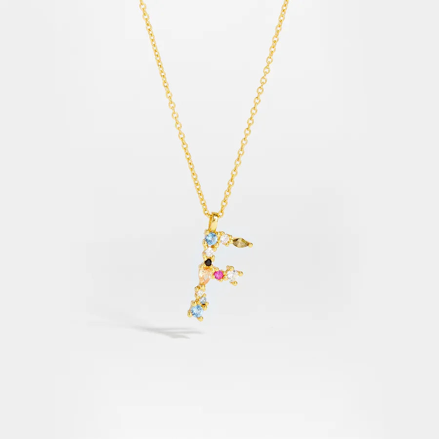 18K Gold Plated 925 Sterling Silver Multi-colored Initial Necklace - Merida