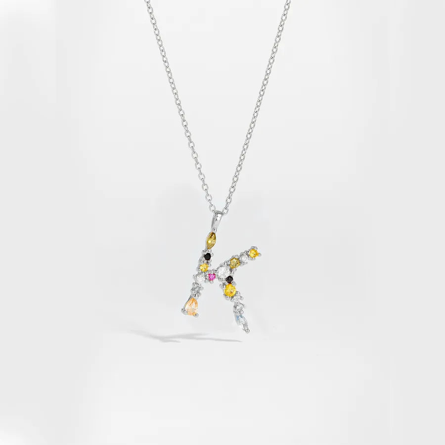 18K Gold Plated 925 Sterling Silver Multi-colored Initial Necklace - Merida