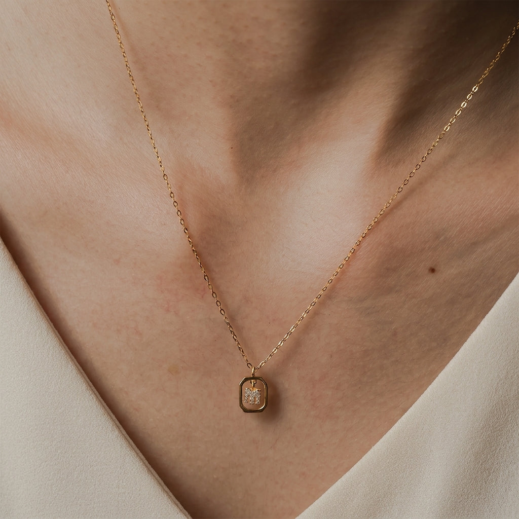 18K Gold Plated 925 Sterling Silver Initial Necklace - Mia