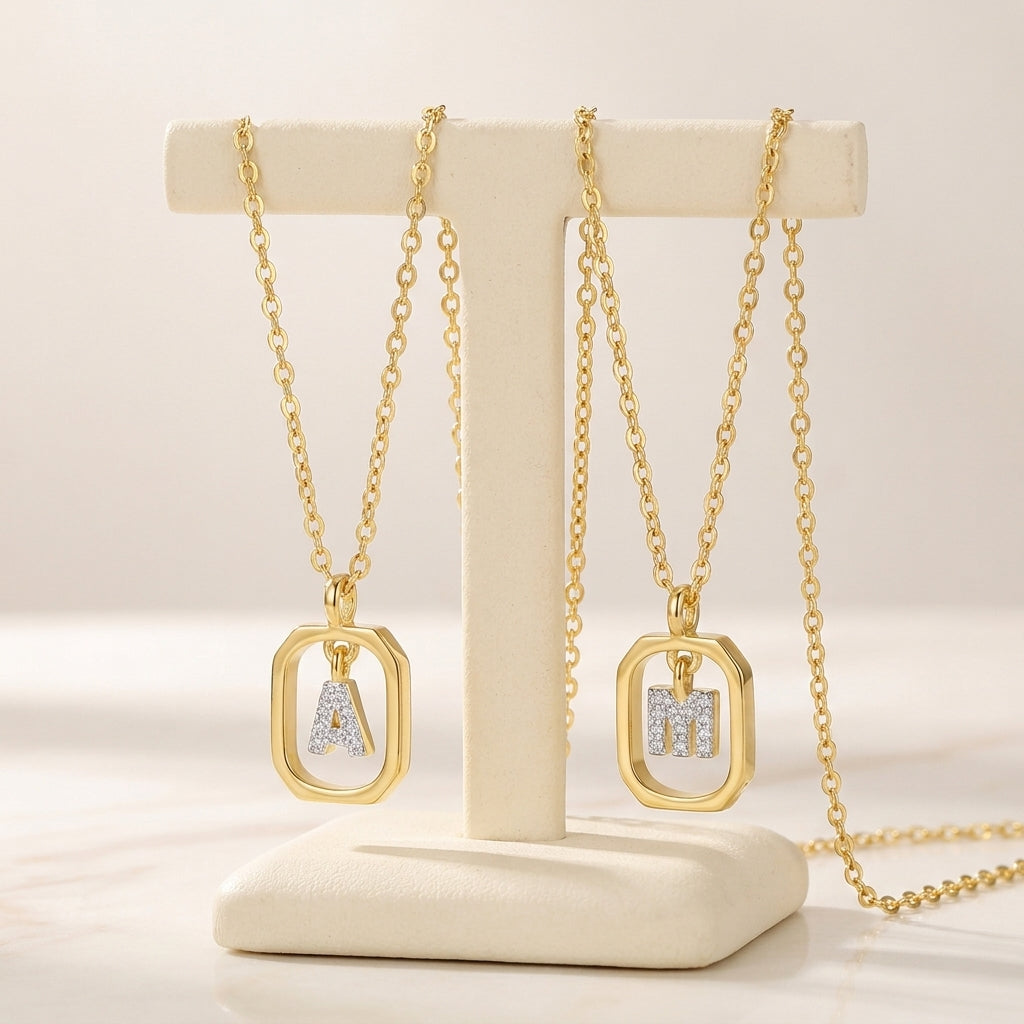 18K Gold Plated 925 Sterling Silver Initial Necklace - Mia