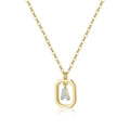 Gold necklace with a pendant on a white background, featuring a '925 Sterling Silver' stamp.