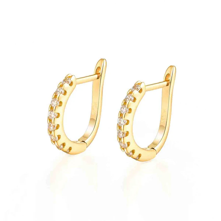 18K Gold Plated 925 Sterling Silver Classic Huggies Earrings - Mila