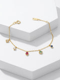 18K Gold Plated 925 Sterling Silver Charms Bracelet - Monica