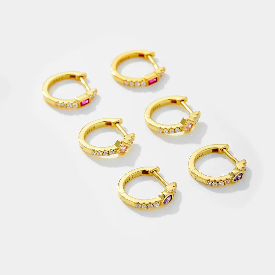 18K Gold Plated 925 Sterling Silver Multi-shaped Hoops - Noelia