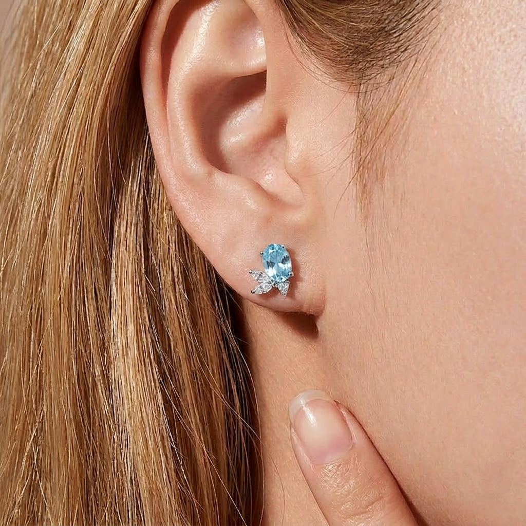 18K Gold Plated 925 Sterling Silver Oval Stud Earrings - Avery
