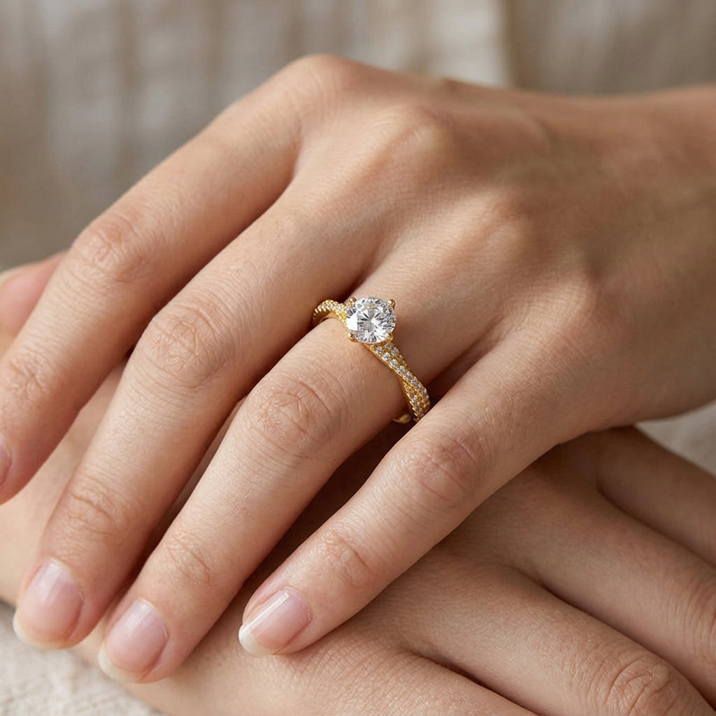 18K Gold Plated 925 Sterling Silver Promise Ring - Margot