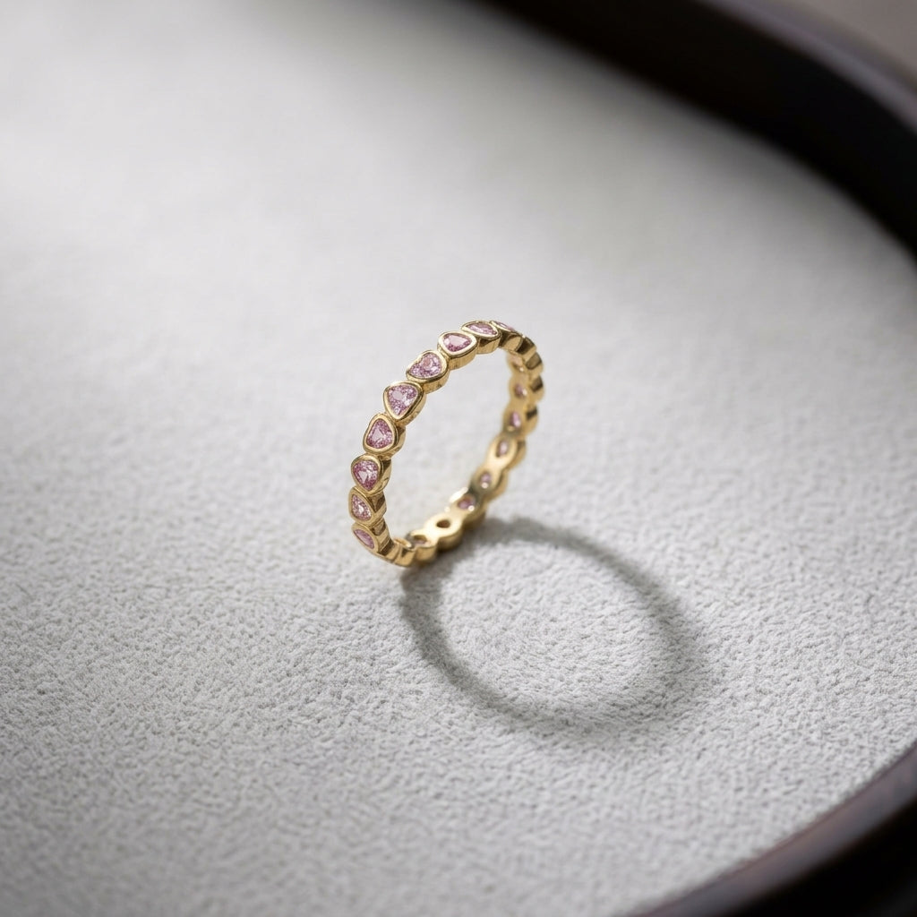 18K Gold Plated 925 Sterling Silver Tricolor Heart Ring - Roxanne