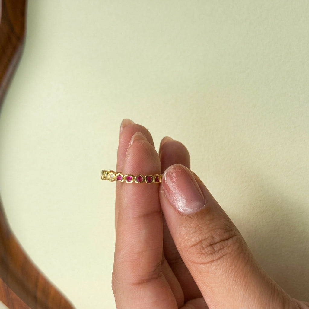 18K Gold Plated 925 Sterling Silver Tricolor Heart Ring - Roxanne