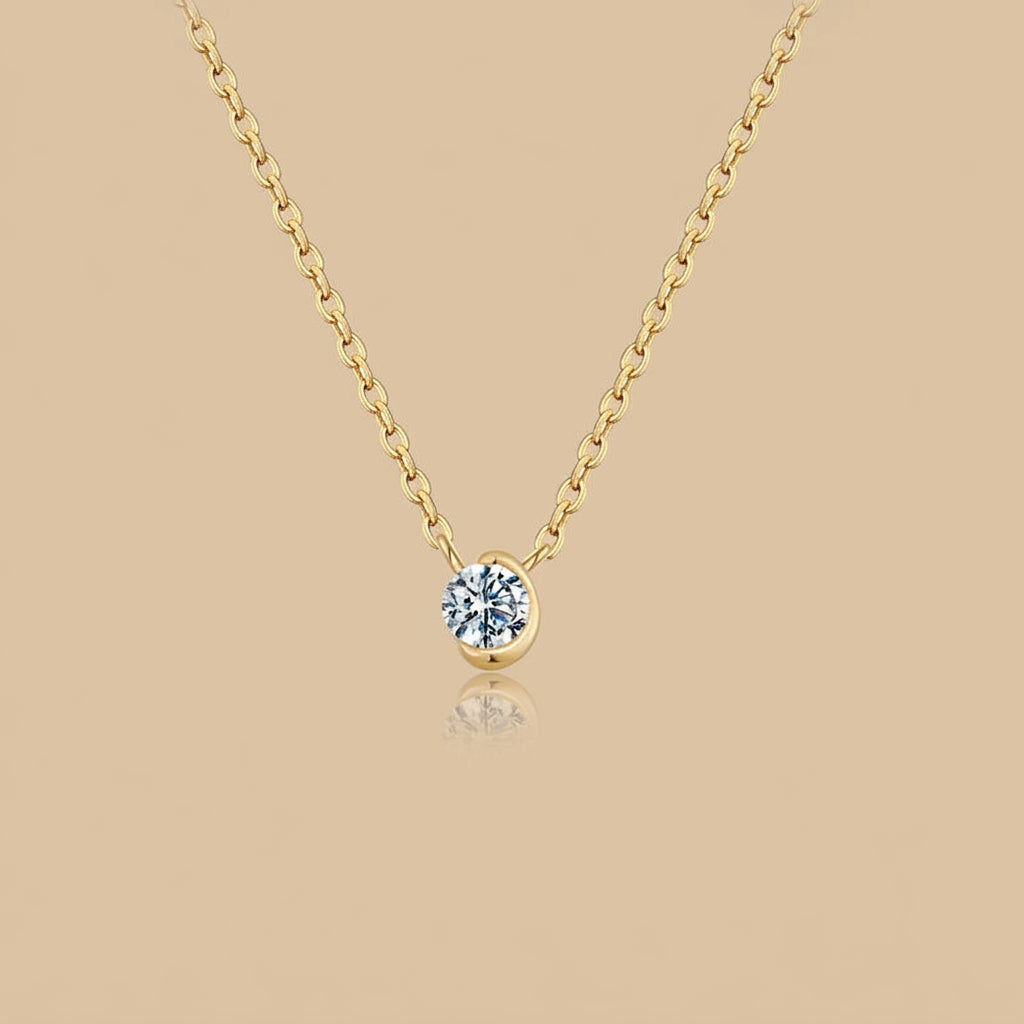 18K Gold Plated 925 Sterling Silver Moissanite Dainty Necklace - Yuna