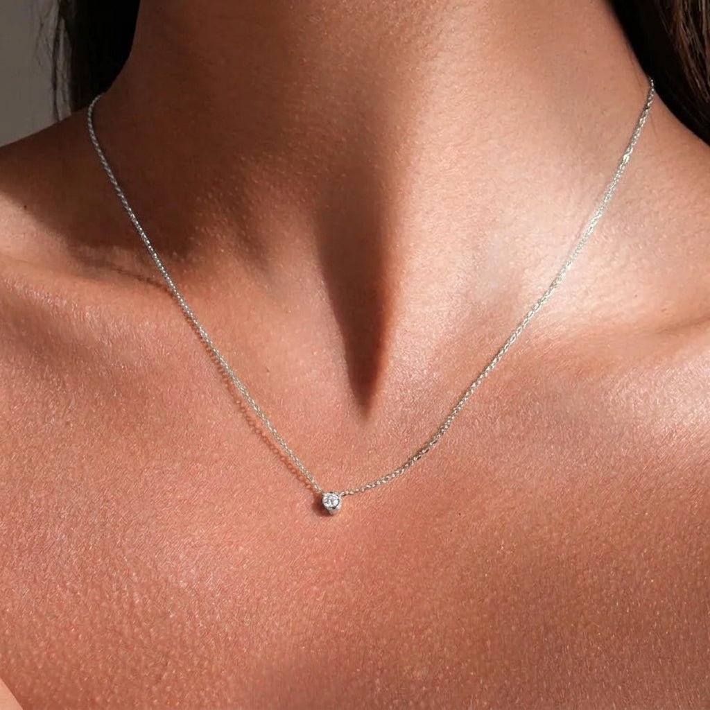 18K Gold Plated 925 Sterling Silver Moissanite Dainty Necklace - Yuna