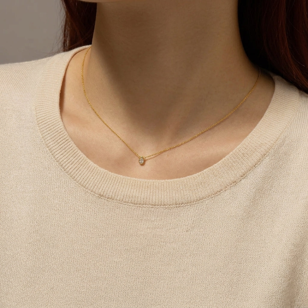 18K Gold Plated 925 Sterling Silver Teardrop Necklace - Sophia