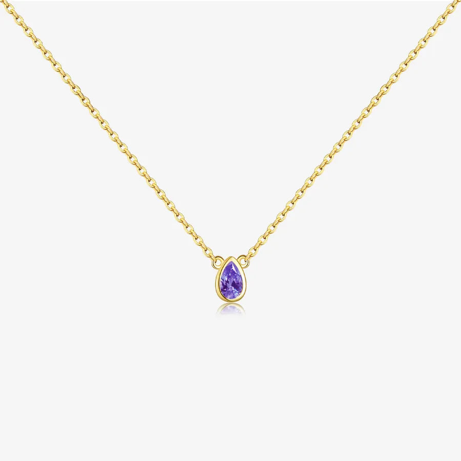 18K Gold Plated 925 Sterling Silver Teardrop Necklace - Sophia