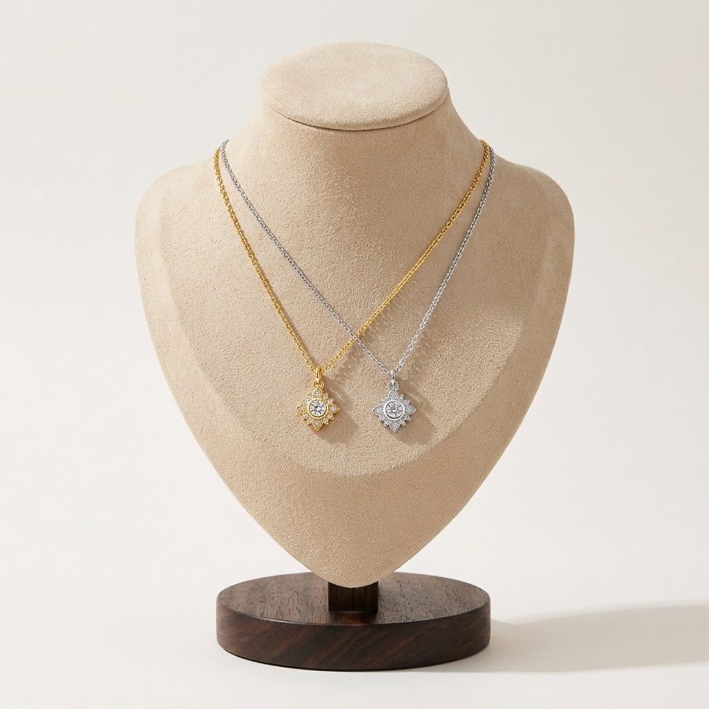 18K Gold Plated 925 Sterling Silver Sunburst Necklace - Sunny