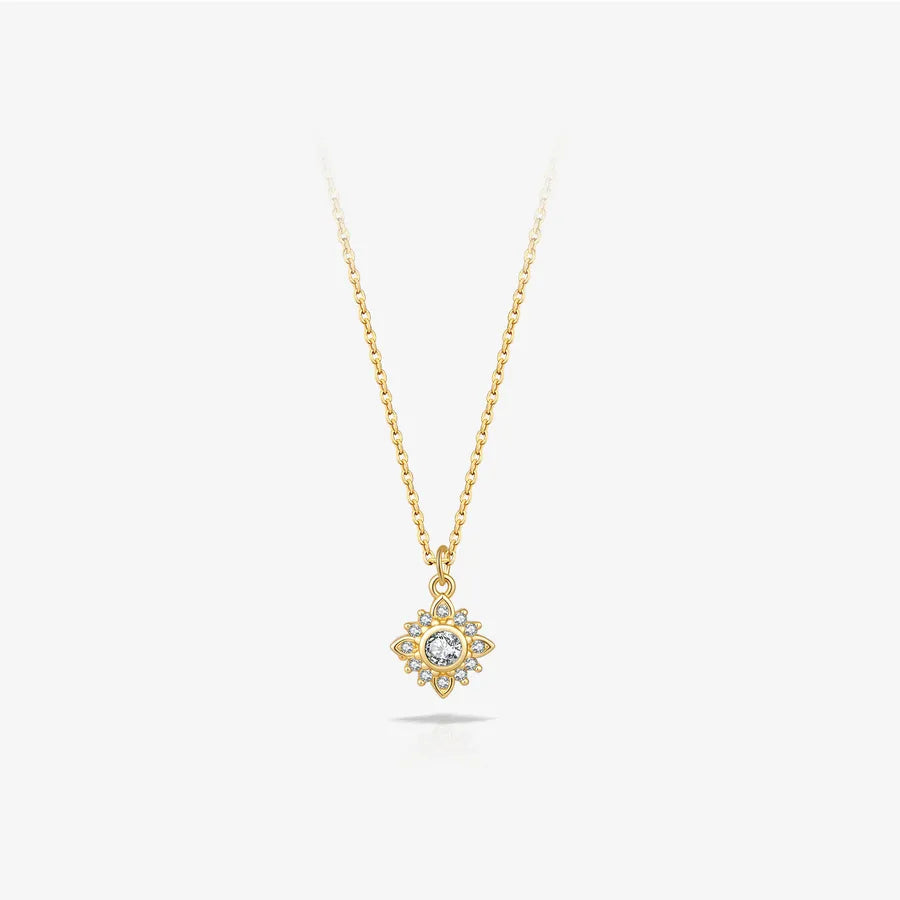 18K Gold Plated 925 Sterling Silver Sunburst Necklace - Sunny