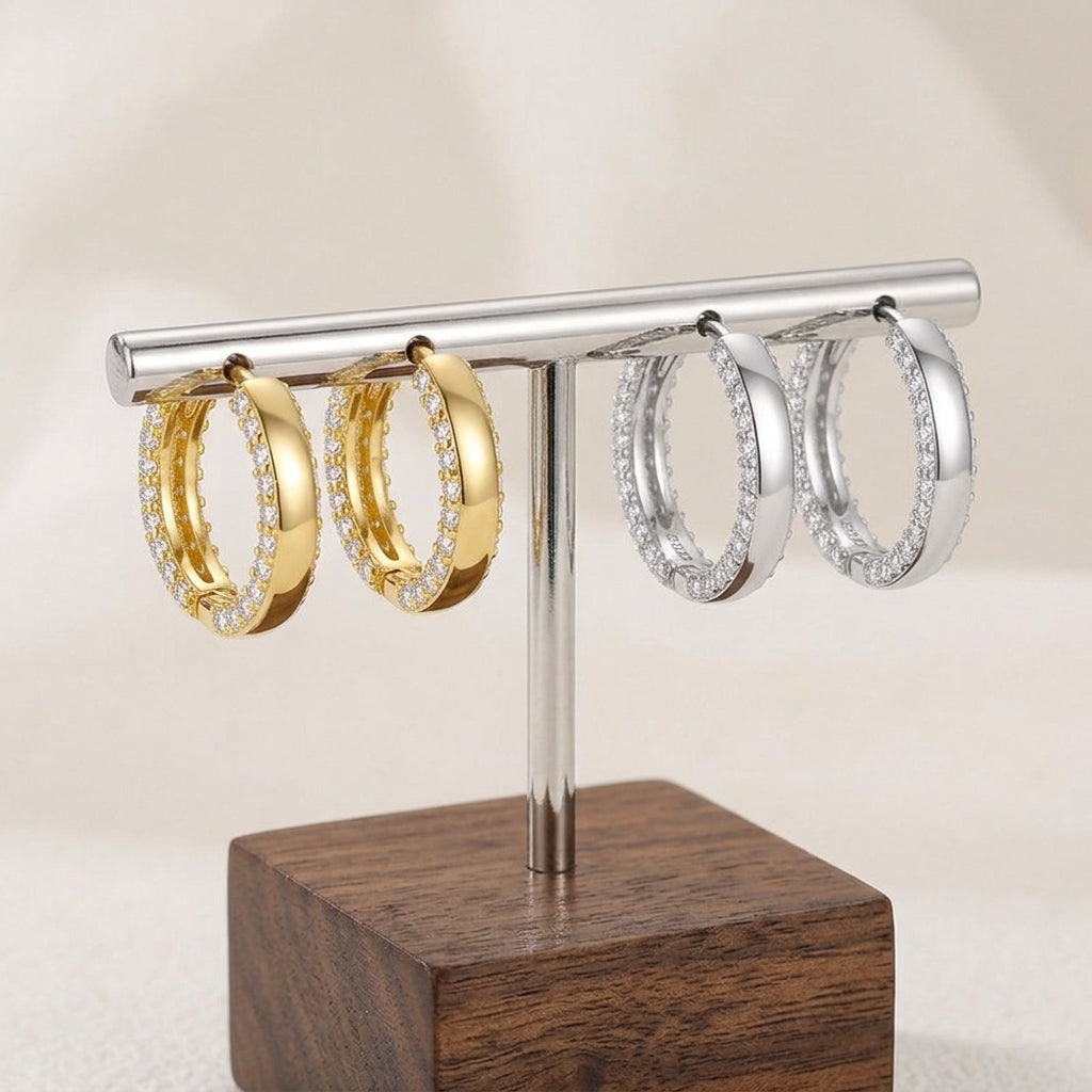 18K Gold Plated 925 Sterling Silver Side Spark Earrings - Sylvie