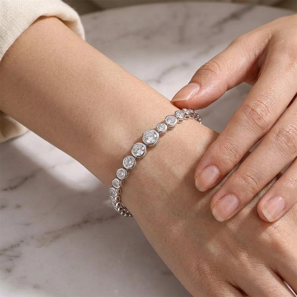 18K Gold Plated 925 Sterling Silver Tennis Bracelet - Elena