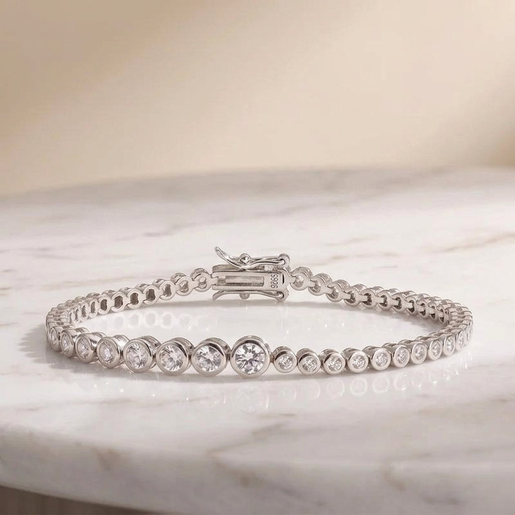 18K Gold Plated 925 Sterling Silver Tennis Bracelet - Elena