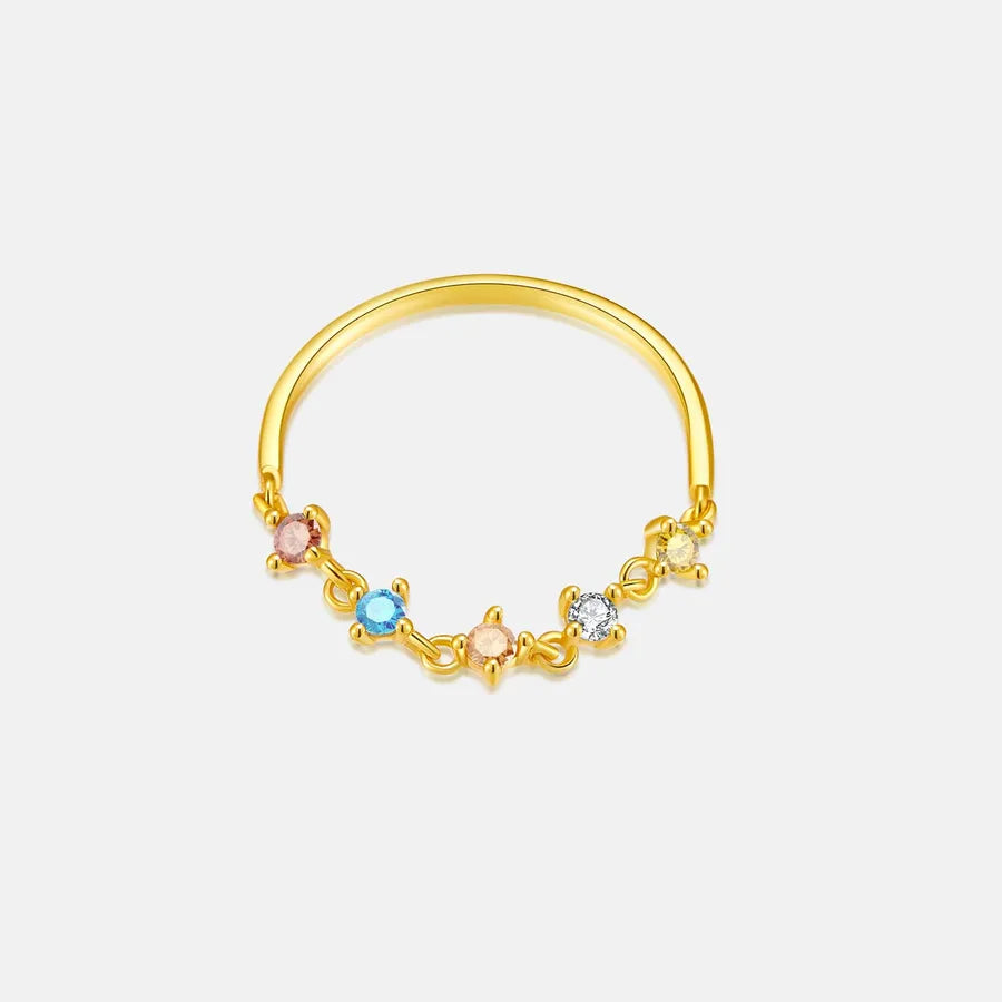 18K Gold Plated 925 Sterling Silver Chain Ring - Valentina