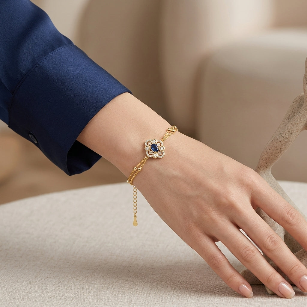 18K Gold Plated 925 Sterling Silver Lace Bracelet - Victoria