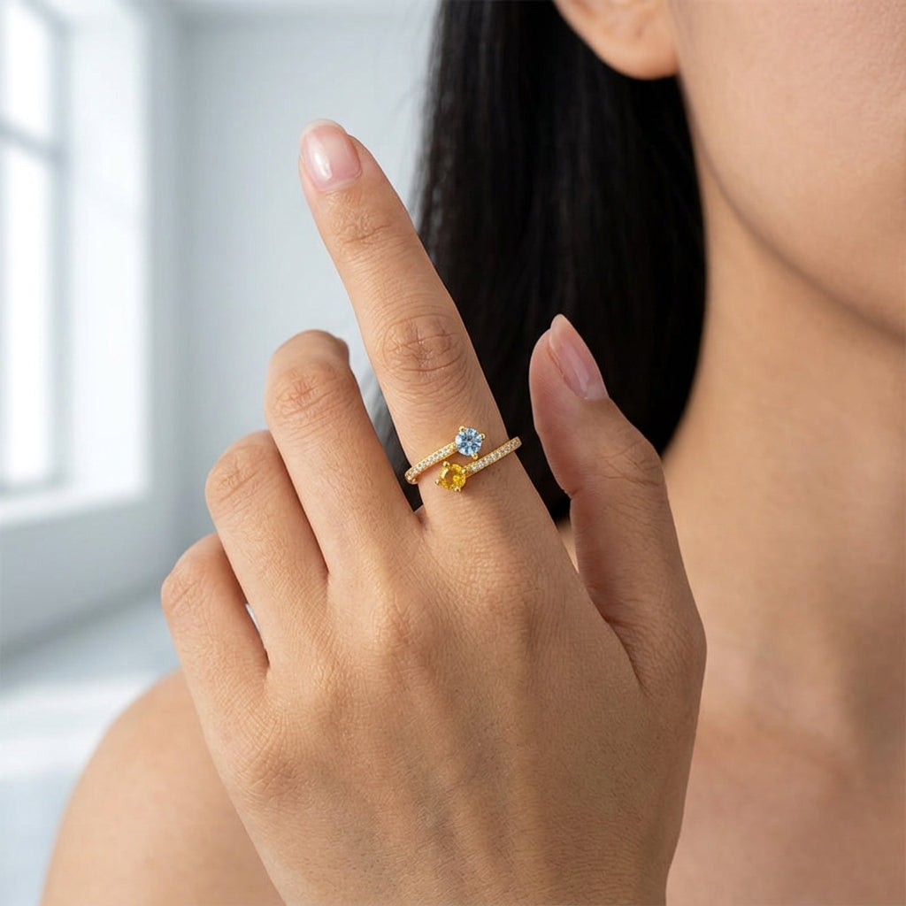 18K Gold Plated 925 Sterling Silver Open Ring - Vivian