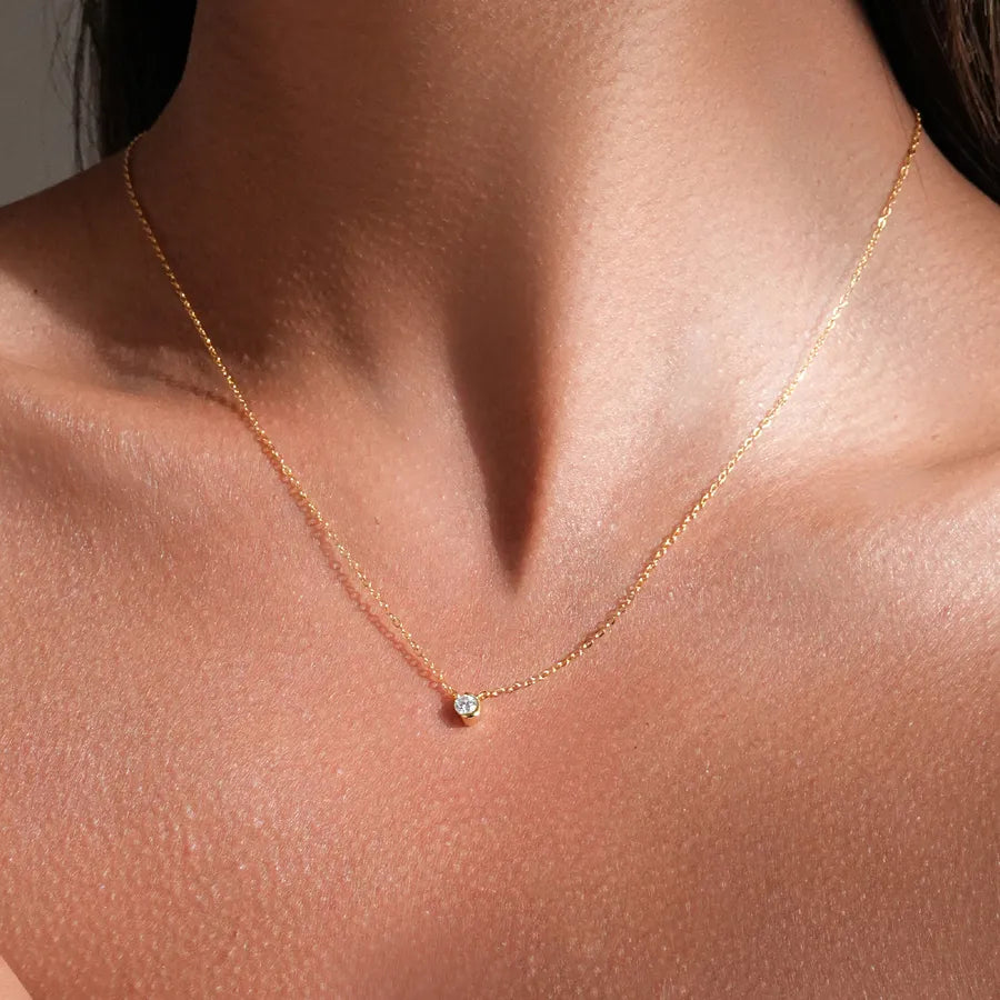 18K Gold Plated 925 Sterling Silver Moissanite Dainty Necklace - Yuna