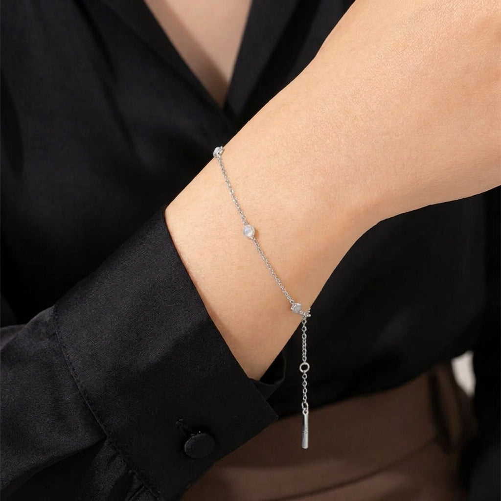 18K Gold Plated 925 Sterling Silver Stationary Bracelet - Amina