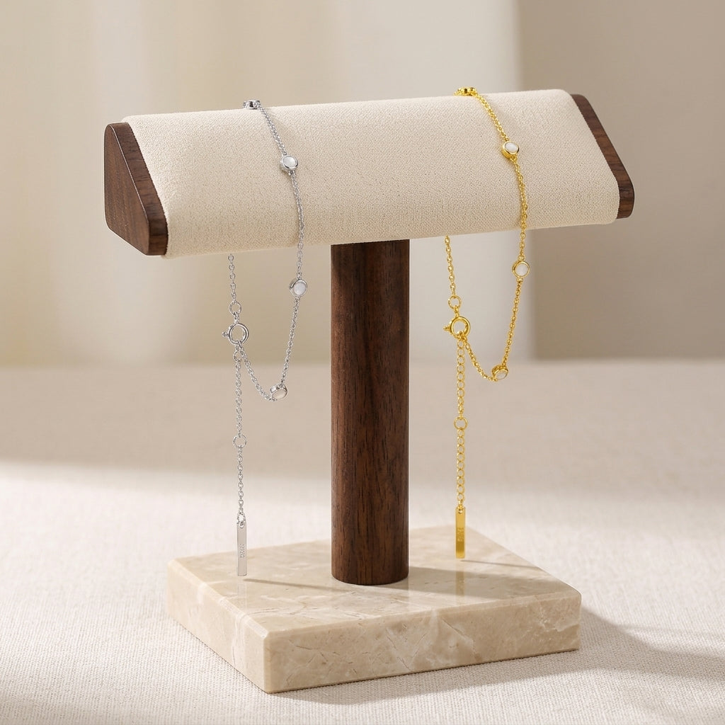 18K Gold Plated 925 Sterling Silver Stationary Bracelet - Amina