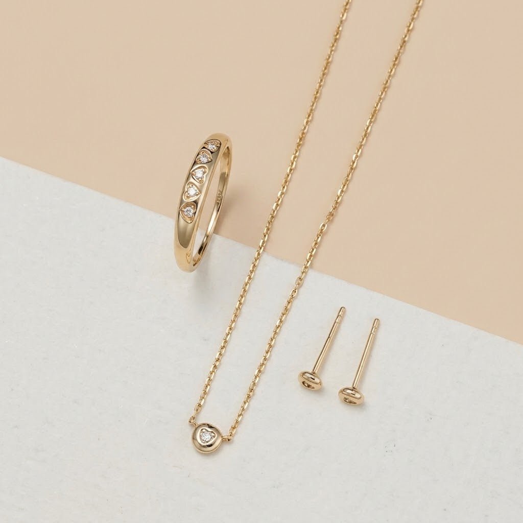 18K Gold Plated 925 Sterling Silver Heart Necklace - Evelyn