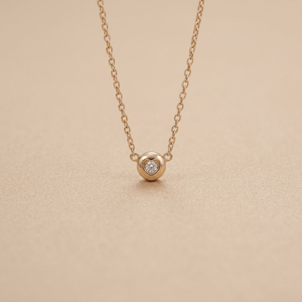 18K Gold Plated 925 Sterling Silver Heart Necklace - Evelyn
