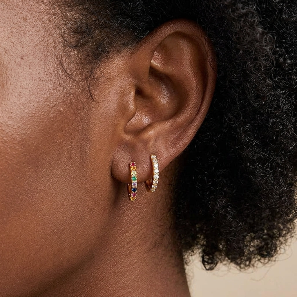 18K Gold Plated 925 Sterling Silver Classic Huggies Earrings - Mila