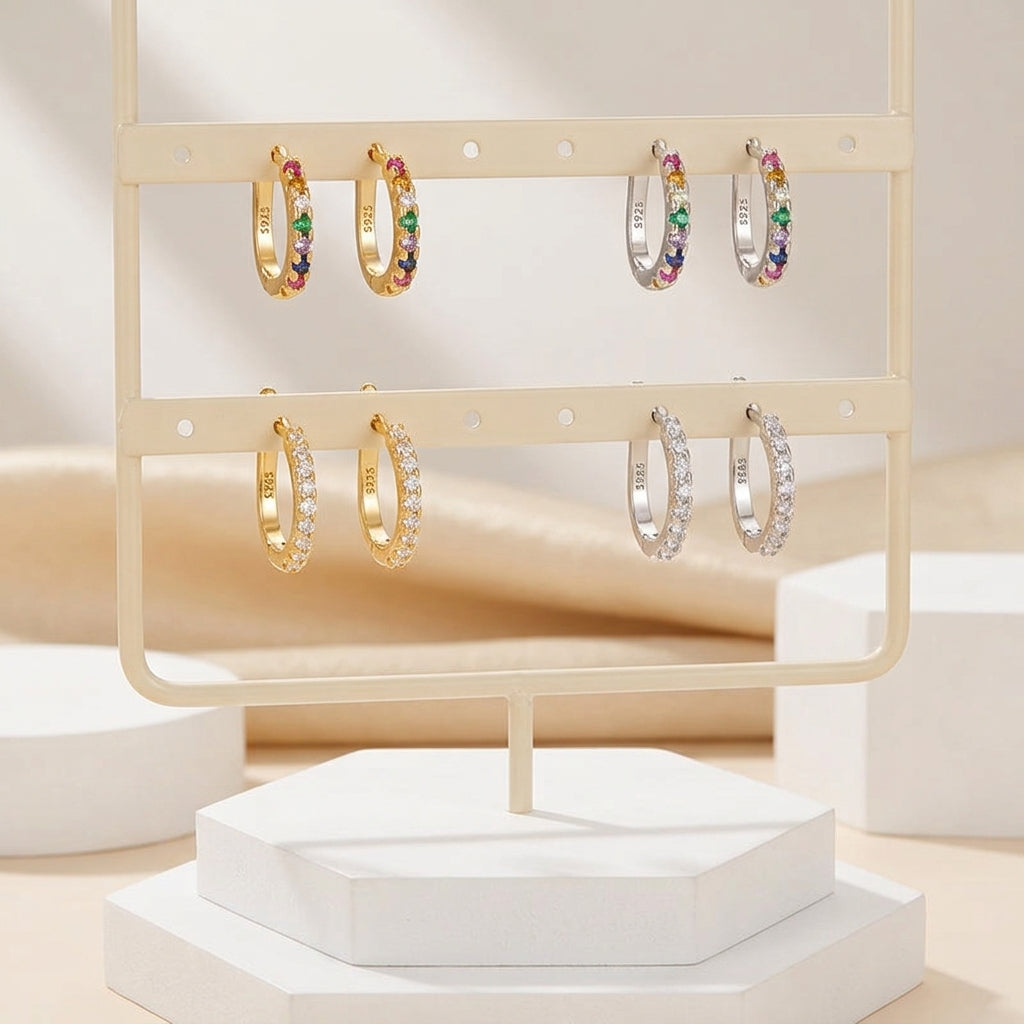 18K Gold Plated 925 Sterling Silver Classic Huggies Earrings - Mila