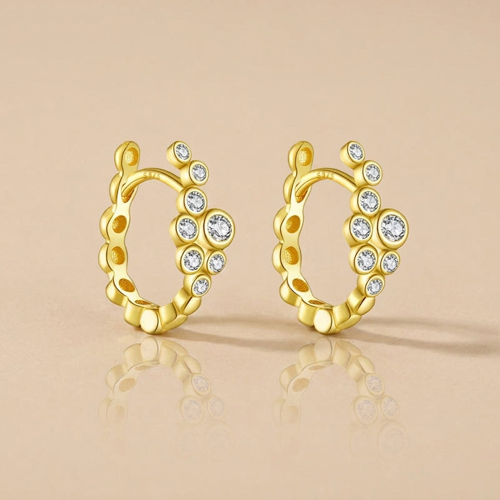 18K Gold Plated 925 Sterling Silver Bubble-silhouette Huggie - Harper