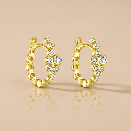 18K Gold Plated 925 Sterling Silver Bubble-silhouette Huggie - Harper