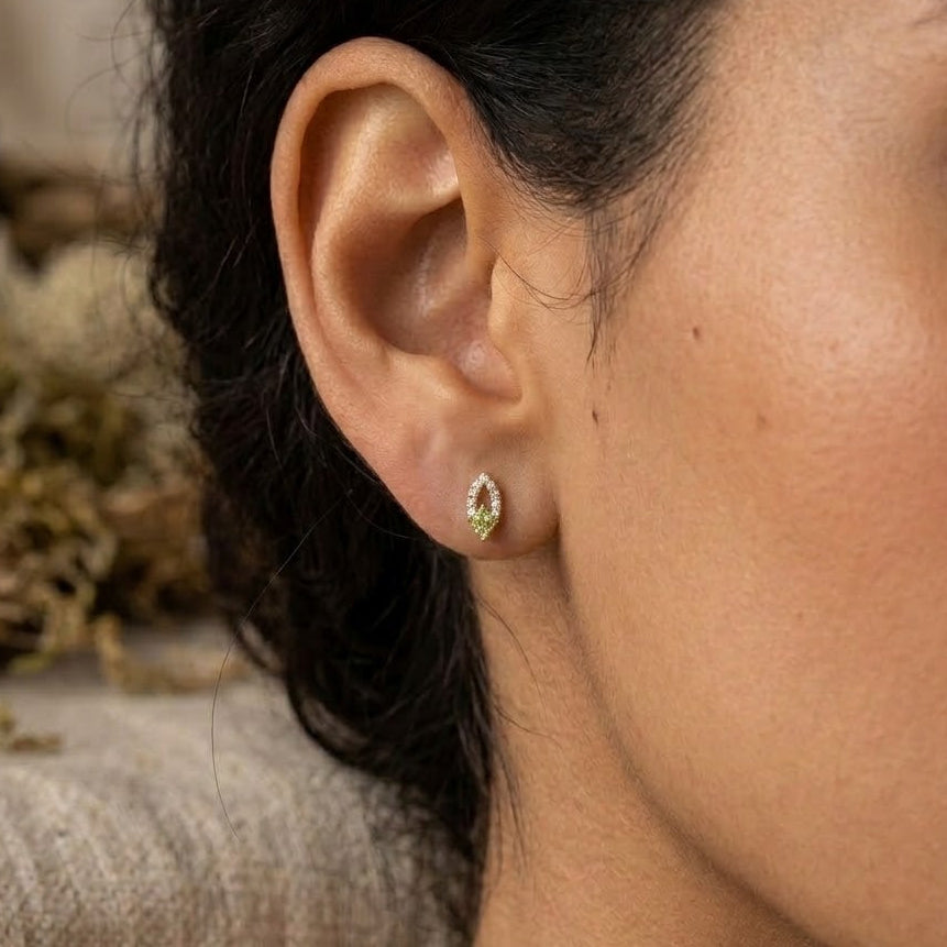 18K Gold Plated 925 Sterling Silver Leaves Stud - Faye