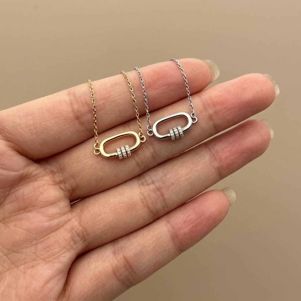 18K Gold Plated 925 Sterling Silver Lock Necklace - Isla