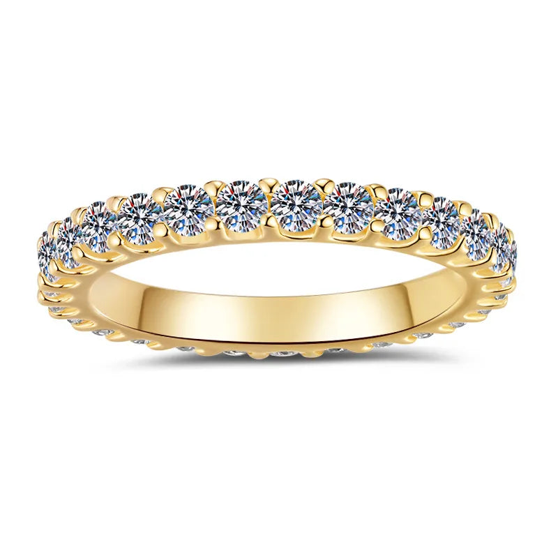18K Gold Plated 925 Sterling Silver Eternity Band Moissanite Ring - Melinda