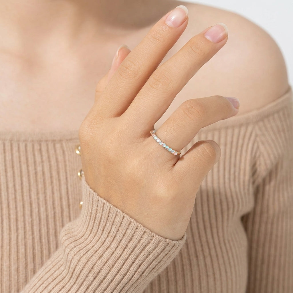 18K Gold Plated 925 Sterling Silver Opal Ring - London